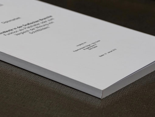 eine Diplomarbiet mit Softcoverbindung mit 4 x gerillter Umschlag - Buchbinderei Papierhandwerk